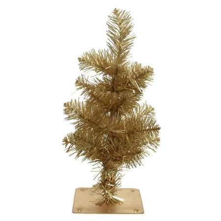 Mini kunst kerstboompje - H35 cm - goud - kunststof - miniboompjes