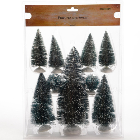 Miniatuur boompjes - 9x st - groen - kerstboompjes
