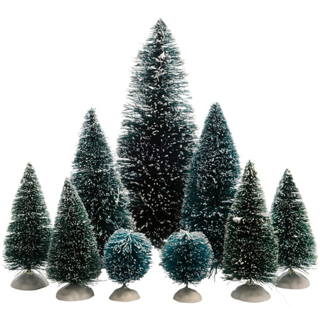 Miniatuur boompjes - 9x st - groen - kerstboompjes