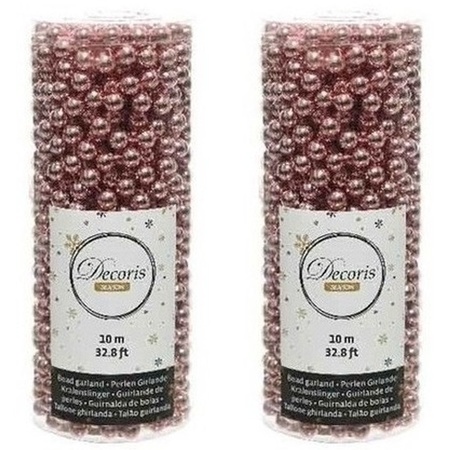 Old/dusty pink beaded Christmas garland 10 mtr 2 pieces