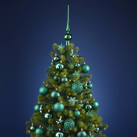 Pakket met 110x stuks kunststof kerstballen/ornamenten met piek emerald groen