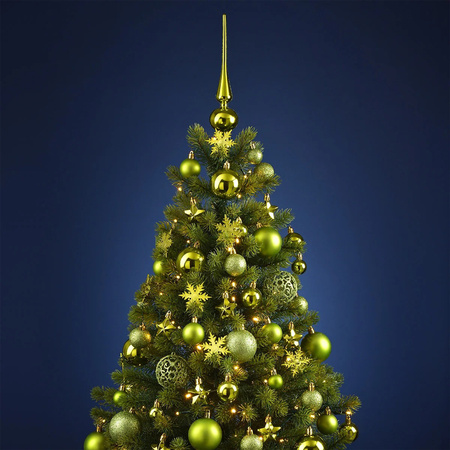 Pakket met 110x stuks kunststof kerstballen/ornamenten met piek lime groen