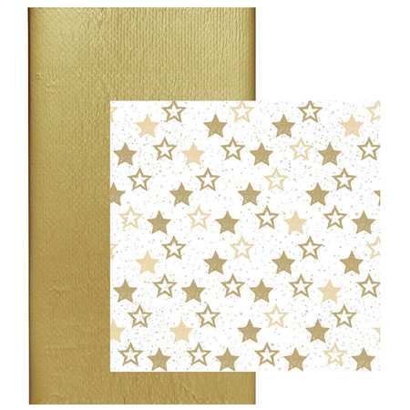Papieren tafelkleed/tafellaken goud inclusief sterren servetten