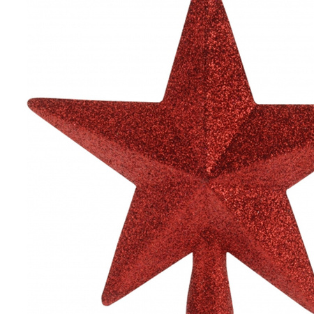 Piek ster rood met glitters 19 cm