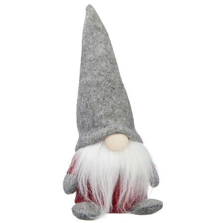 Pluche gnome/dwerg decoratie pop/knuffel met grijze muts 18 cm