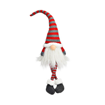 Pluche gnome/dwerg decoratie pop/knuffel wit/rood/grijs 10 x 11 x 70 cm
