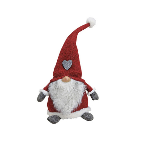 Pluche gnome/dwerg decoratie pop/knuffel wit/rood/grijs 16 x 20 x 40 cm