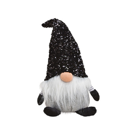 Pluche gnome/dwerg decoratie pop/knuffel zwart 17 x 24 x 48