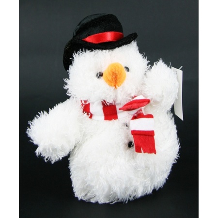 Pluche sneeuwpop knuffel pop 14 cm