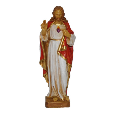 Polystone Jezus beeldje heilig hart van Jezus 25 cm