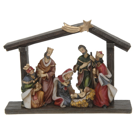 Polystone nativity scene with shooting star including statues 20 x 5.5 x 15 cm
