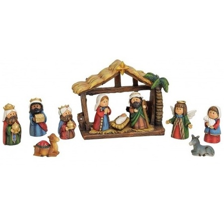 Nativity scene polystone with figures 2-9 cm