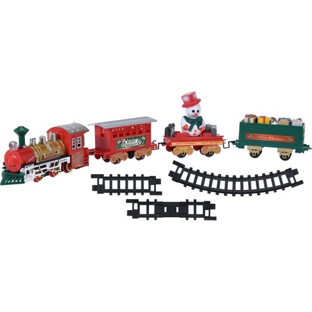 Rijdende trein met wagonnetjes en rails 39-delig Kersttrein