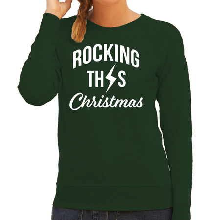 Rocking this Christmas foute Kerstsweater / Kersttrui groen voor dames
