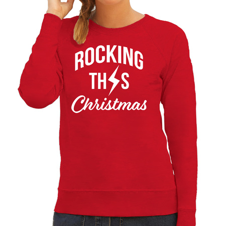 Rocking this Christmas foute Kerstsweater / Kersttrui rood voor dames