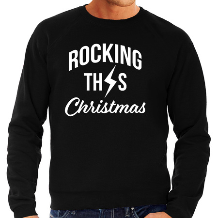 Rocking this Christmas foute Kerstsweater / Kersttrui zwart voor heren
