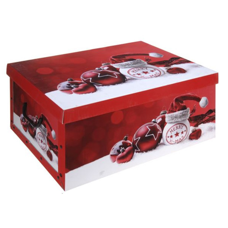 Rode kerstballen/kerstversiering opbergbox 51 cm