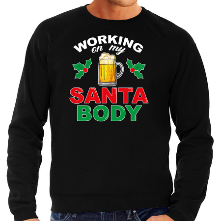 Santa body foute Kerstsweater / Kersttrui zwart voor heren