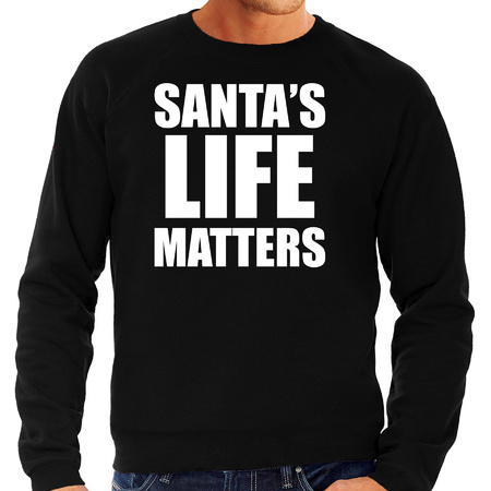 Santas life matters Christmas sweater black for men