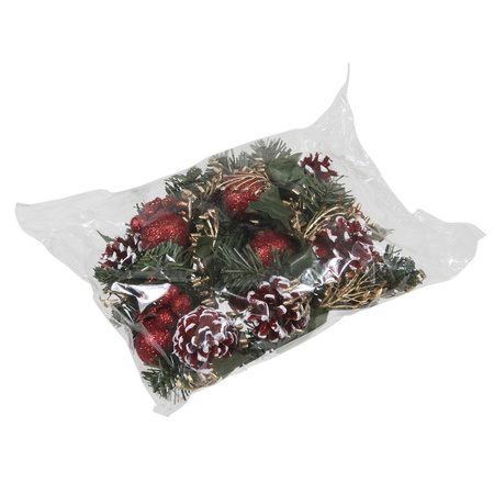 Set of 6x red decorations for Christmas floral piece