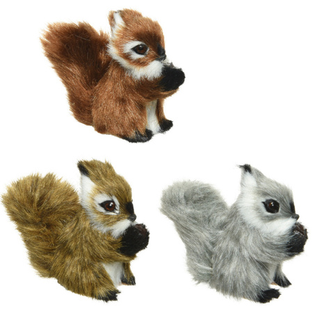 Set van 3x stuks eekhoorn decoratie diertjes op clip 8 cm