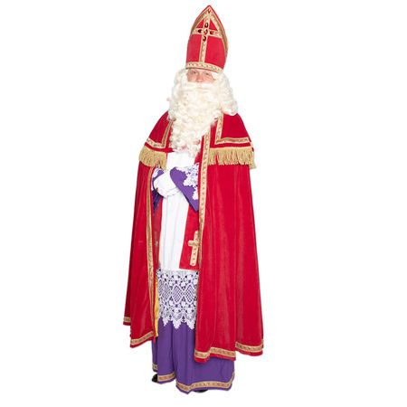 St. Nicholas costume with white wig and beard