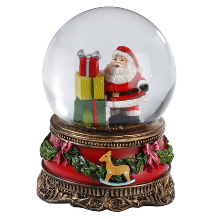 Sneeuwbol/snowglobe - kerstman met cadeaus - 9 cm - glas/polyresin
