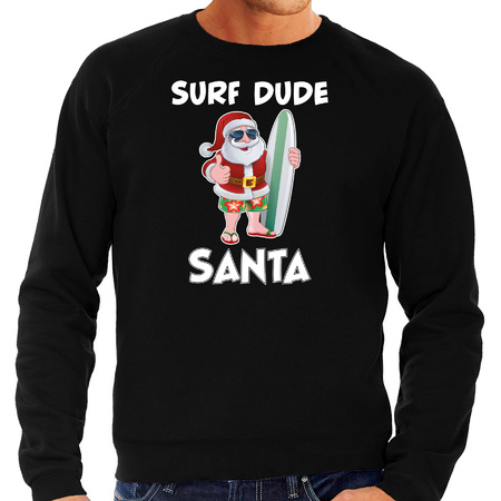 Surf dude Santa fun Kersttrui / outfit zwart voor heren