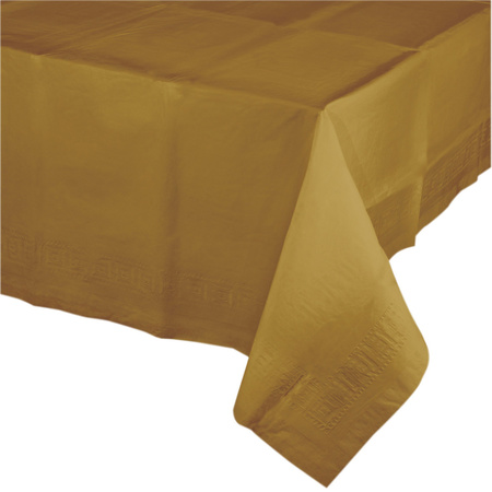 Gold tablecloth 274 x 137 cm with tablerunner 500 x 28 cm for christmas table