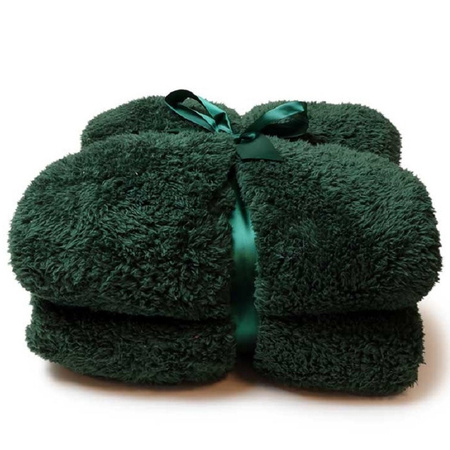 Teddy plaid/deken - donker groen - polyester - 150 x 200 cm