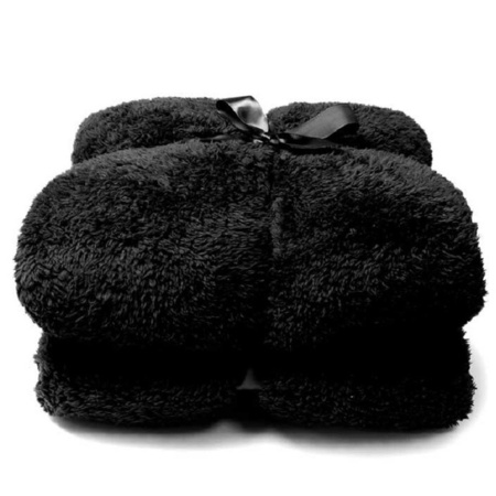 Teddy plaid/deken - zwart - polyester - 150 x 200 cm