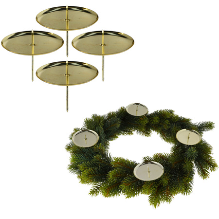 4x pcs tealight holders gold christmas decoration stick