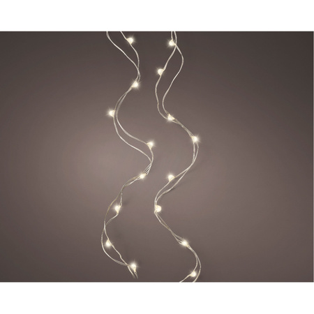 Timer draadverlichting zilverdraad 20 warm witte lampjes - 95 cm