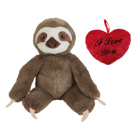 Valentine Love set - Soft toy Sloth and red heart 10 cm