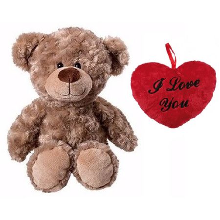 Valentine Love set - Soft toy Bear and red heart 10 cm