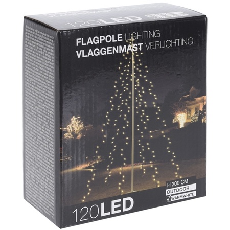 Flagpole Christmas lights for outdoor 120 lights