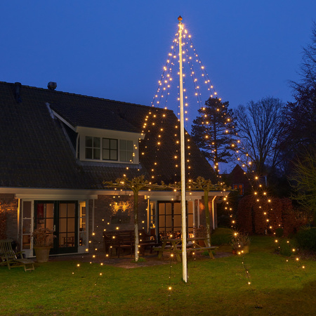 Vlaggenmast kerstverlichting 360 warm witte lampjes voor buiten
