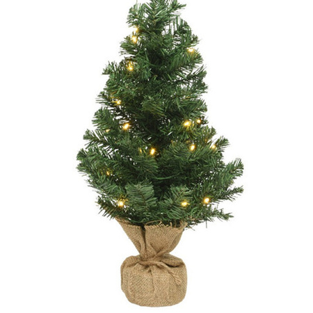 Mini christmas tree 75 cm with lights in gouden pot