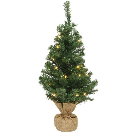 Artificial Christmas trees green with lights 90 cm