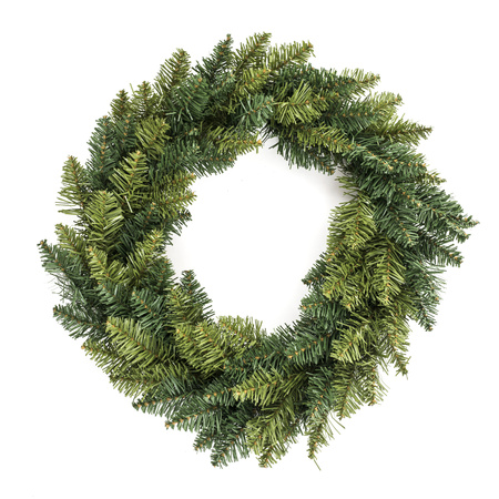Kerstkrans/dennenkrans - groen - incl. hanger 27 cm - D40 cm - kunststof