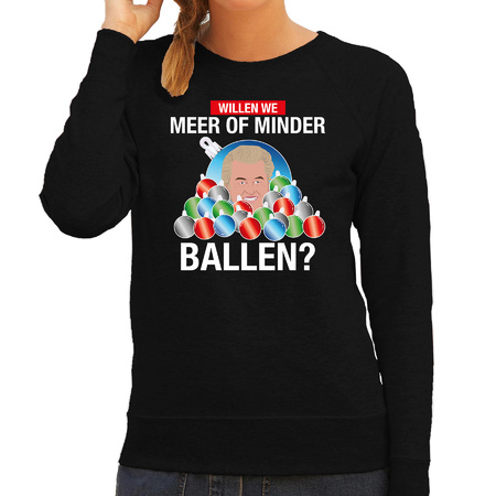 Christmas sweater Wilders Meer of minder ballen black for women