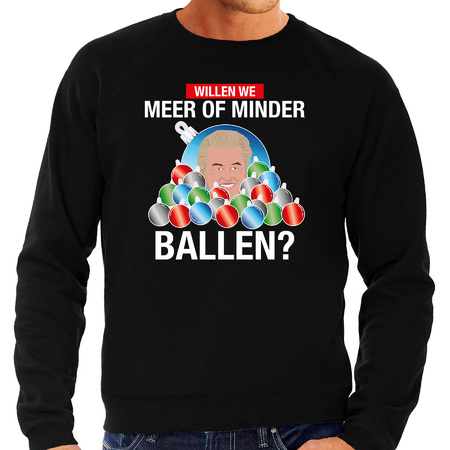 Christmas sweater Wilders Meer of minder ballen black for men
