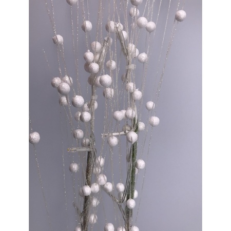 White glitter artificial flowers/branch 76 cm with LED lights