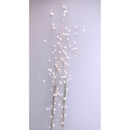 Witte glitter kunstbloemen kunsttak 76 cm met LED verlichting