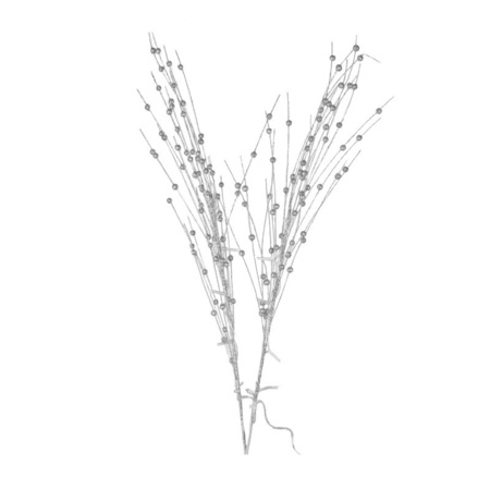 Silver glitter artificial flowers/branch 76 cm with LED lights