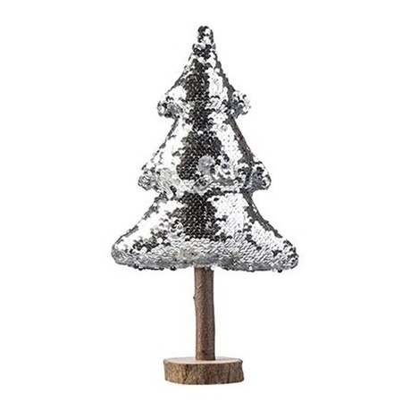 Zilveren pailletten kerstboom voor kinderen 32 cm