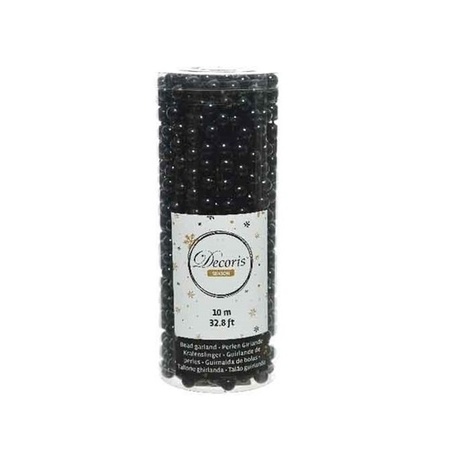 Plastic christmas baubles 6 cm incl. bead garland black